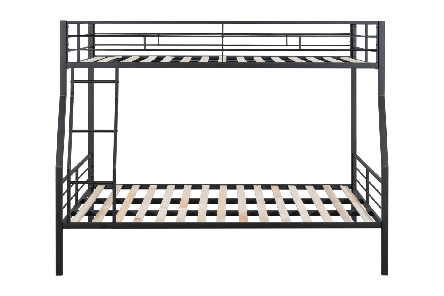 DNYN Space-Saving Full over Queen Bunk Bed with Metal Slat Support in Black - WoodArtSupply