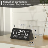 JALL Digital Alarm Clock, with Wooden Electronic LED Time Display, 3 Alarm Settings, Weekday/Weekend Mode, Temperature Detect, Wood Made Electric Clocks for Office, Bedroom, Bedside (Black) JALL