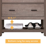 wonline 32" Bathroom Vanity and Sink Combo Cabinet Undermount Ceramic Vessel Sink Chrome Faucet Drain with Mirror and Shelf Vanities Set Wood Color wonline