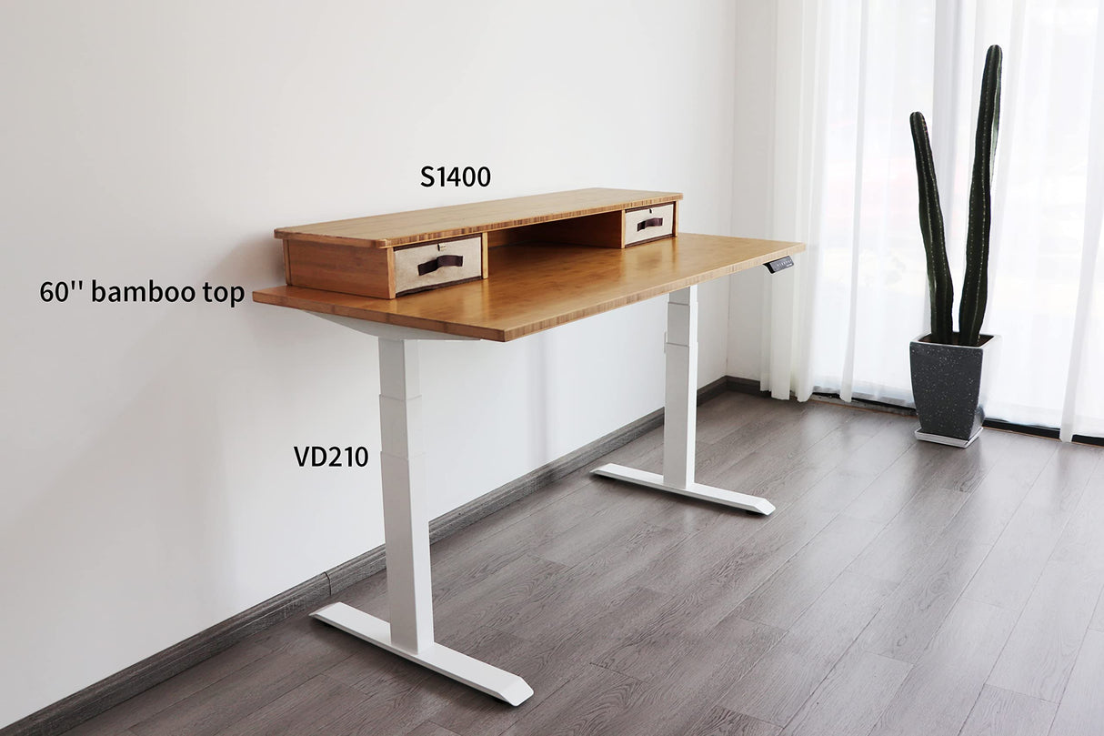 VWINDESK 60 x 30 x 1 Inch 100% Solid Bamboo Desk Table Top Only,for Standing Desk Home Office Desk with 60mm Grommets(Right Angle) VWINDESK