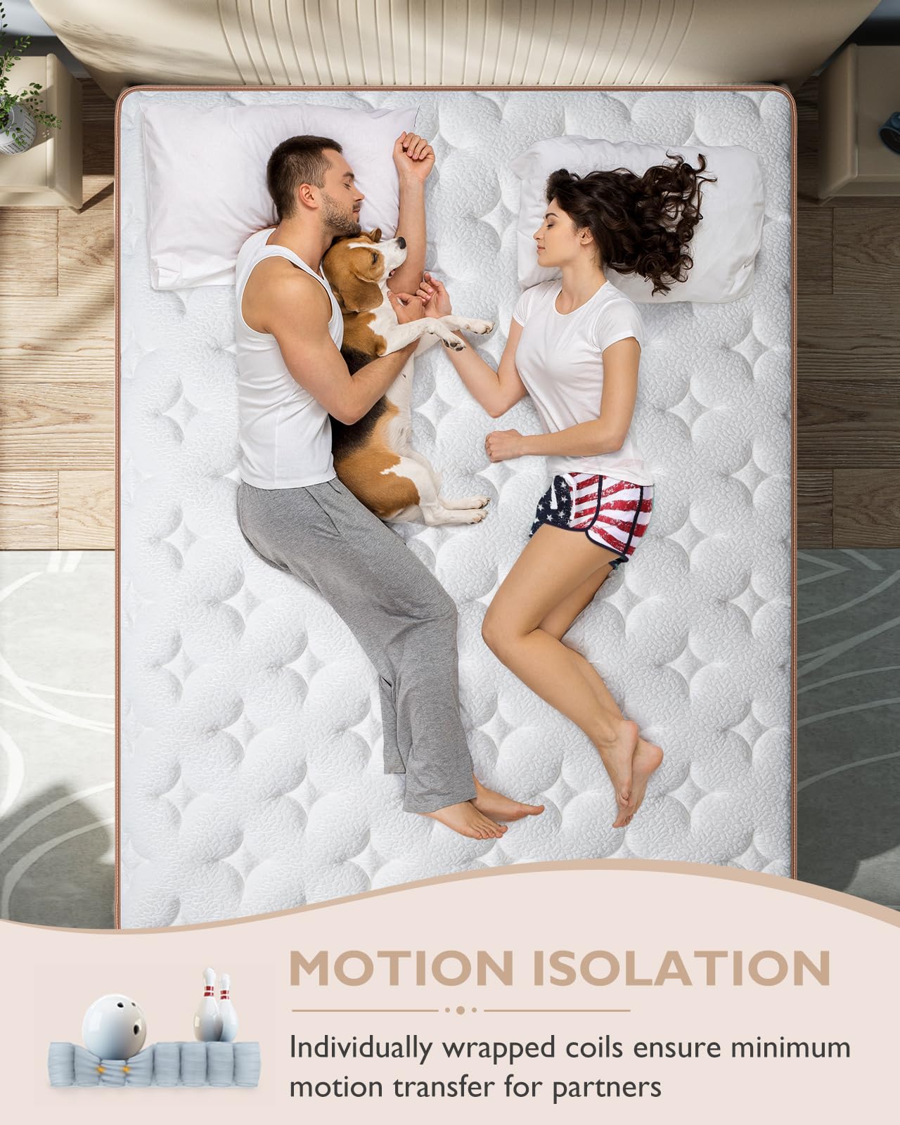 BedStory King Size Mattress - 14 Inch Hybrid Mattress in a Box - Individually Wrapped Coils for Motion Isolation and Pressure Relief