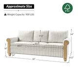 HULALA HOME 81" Farmhouse Couch with Stripe Pattern, 3 Seater Sofa with Solid Wood Legs and Rolled Wide Armrests, Comfy Upholstered Sofa with Nailhead Trims, FSC Certified, Stripe HULALA HOME