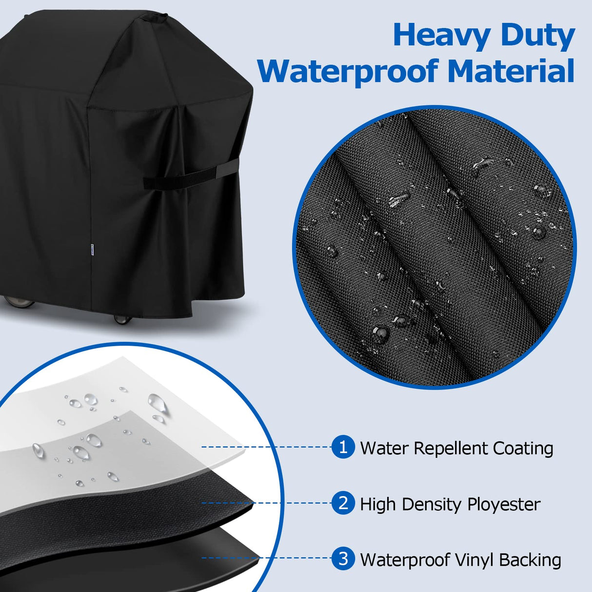 SunPatio BBQ Grill Cover 52 Inch, Outdoor Durable Waterproof Gas Barbecue Cover, Compatible for Weber Spirit 200 and 300 Series, Charbroil and Kenmore Grills, Compared to Weber 7106, 52" x 26" x 43"H SunPatio