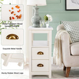 PHI VILLA Narrow End Table with 2 Drawers Nightstand Side Table Bedside Tables Small Sofa Table for Living Room Bedroom PHI VILLA
