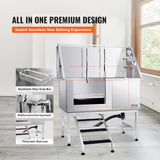 VEVOR 50" Pet Dog Bathing Station w/Stairs, Professional Stainless Steel Dog Grooming Tub w/Soap Box, Faucet,Rich Accessory, Dog Bathtub for Large,Medium,Small Pets, Washing Sink for Home Left VEVOR