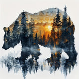 Paint by Numbers for Adults Forest Bear Paint by Numbers Kits for Beginner, DIY Acrylic Paint by Number on Canvas Easy Animal Paint by Numbers for Adults Home Wall Decor 16X16 Inch Without Frame Meothan