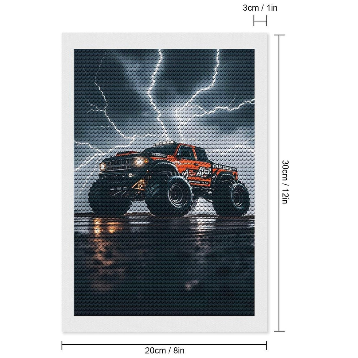 Monster Truck Black Sky Lightning Roar 5D Diamond Painting Kits for Adults Beginners DIY Diamond Art Kit Large Gem Painting Full Round Drill Diamond Dots Gem Art Crafts for Home Wall Decor Gifts 8"x12 QMNBTES