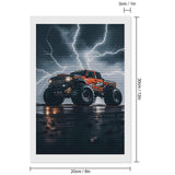 Monster Truck Black Sky Lightning Roar 5D Diamond Painting Kits for Adults Beginners DIY Diamond Art Kit Large Gem Painting Full Round Drill Diamond Dots Gem Art Crafts for Home Wall Decor Gifts 8"x12 QMNBTES