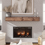 Fireplace Mantel, 60 Inches Hollow Wood Mantel with Invisible Heavy Duty Wood Bracket, Faux Fireplace Mantel for Over Fireplace, Rustic Floating Shelves for Wall, Brown Weyderk