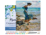 Figured'Art Paint by Numbers for Adults with Frame Feet in Water During Summer 16"x20" - Craft Art Painting DIY Kit Canvas Already Stretched on a Wooden Frame Figured'Art