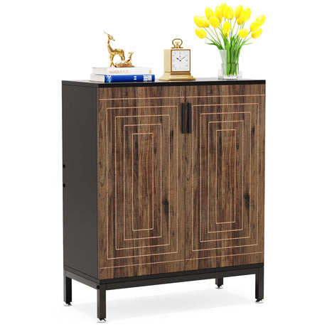 LITTLE TREE Shoe Cabinet with Doors, 20 Pairs Entryway Shoe Storage Cabinet Modern Storage Organizer for Closet, Living Room, Bedroom (Brown/Black) LITTLE TREE