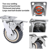 NestChic 4 Pack Heavy Duty Plate Casters Set, 8 Inch Swivel Wheels with Brake, Anti-Skid 360 Degree Ball Bearing Castors (2 with Brake, 2 Without) NestChic