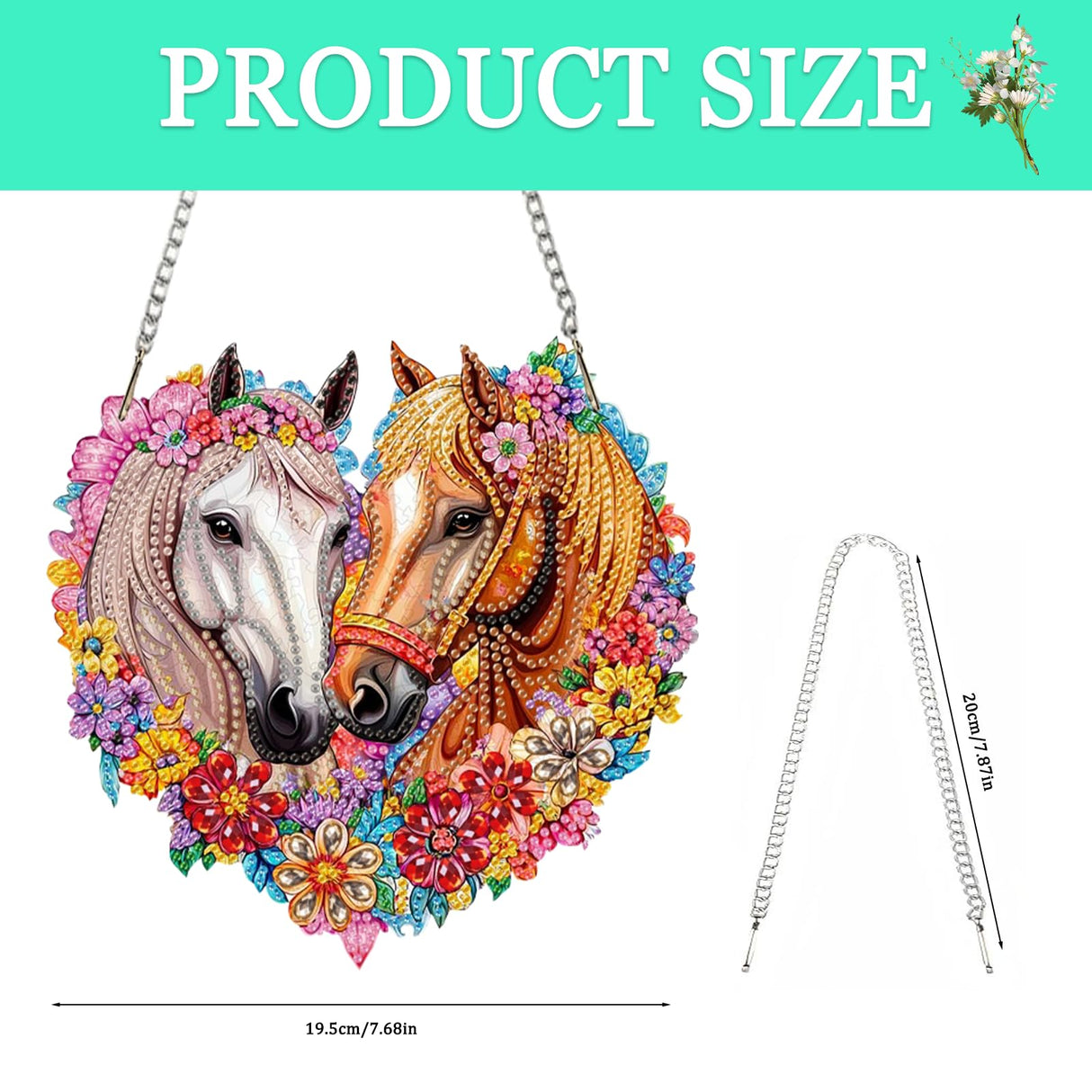 Auremi Horse Diamond Painting Pendant Kits,5D Animal Diamond Art Hanging Kits,DIY Special Shaped Diamonds Painting Suncatcher Pendant Kit for Adults for Gift Wall Home Decor Auremi