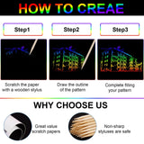 Cityrosy Scratch Art Paper Rainbow Sets 100 Pcs-Black Magic Scratch Off Craft Set for Kids Classroom Supplies Kits for Age 3-12 Kids Party Games Cityrosy