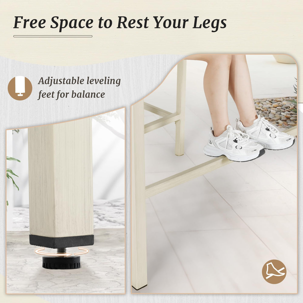 Cozyman Outdoor Bar Table, 45" Patio Bar Height Counter Table, Weather Resistant, Waterproof HDPS Slatted Top Console Table for Hot Tub, Balcony, Yard, Indoor or Outdoor Use, Sand Cozyman