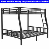 Kntyr Upgraded Version Thicken Metal Full XL Over Queen Bunk Bed, Stronger Heavy Duty Steel Bunk Bed Full Over Queen Size, Best Bunkbed Frame for Adults, Easy Assembly, Black (Full XL Over Queen) Kntyr