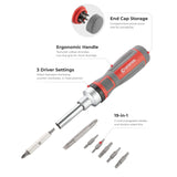 INTERTOOL 19-in-1 Ratcheting Screwdriver Set, Multi-Bit, High Strength Chrome Vanadium Steel, 8 Double-Ended Bits VT08-3376 INTERTOOL