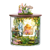 Spilay Dollhouse DIY Miniature Wooden Furniture Kit,Mini Handmade Doll House Model with Dust Cover & LED,1:24 Scale Creative Woodcrafts for Friend Lover Birthday Gift B113 Spilay