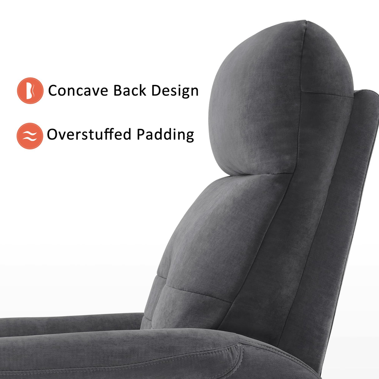 MCombo Power Swivel Glider Recliner Chair, Electric Rocker Recliner Chairs with USB Charging Ports for Living Room and Nursery, Fabric 7763 (Dark Grey) MCombo