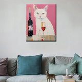 Tucocoo White Cat Drinking Wine Oil Painting Paint by Number Kits 16 x 20 inch Canvas Funny Animal Graffiti DIY Oil Painting for Kids Adults Beginner with Brushes Acrylic Pigment(Without Frame) Tucocoo