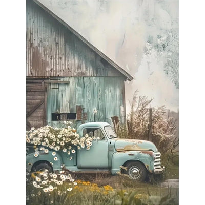 KTHOFCY 5D DIY Diamond Painting Kits for Adults, Vintage Truck and Barn Full Drill Embroidery Cross Stitch Crystal Rhinestone Paintings Pictures Arts Wall Decor Painting Dots Kits 11.8X15.7 inch