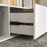 Homsee Electric Height Adjustable Standing Desk with Storage Cabinet, U-Shaped Computer Desk with Drawer & Open Shelves for Home Office, Workstation Desk for Writing Study Work Executive, White Homsee