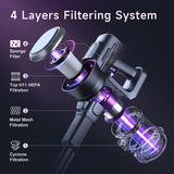 Lubluelu Cordless Vacuum Cleaner,25000Pa Cordless Stick Vacuum with 235W Brushless Motor, 50min Runtime, Detachable Battery, Self-Standing Vacuum for Hard Floor, Carpet, Pet Hair Lubluelu