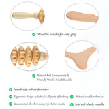 Wood Therapy Massage Tools Wooden Gua Sha Kits Maderoterapia Kit Body Sculpting Tools Wood Massager Roller for Relax Muscles (2) WYJTPONE