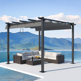 ONLYCTR 10'X10' Outdoor Retractable Pergola, Aluminum Outdoor Pergola with Retractable Sun Shade Canopy, Heavy Duty Pergolas Shelter Pergola for Garden, Porch, Poolside, Backyard BBQ ONLYCTR