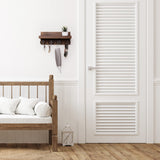 NAUMOO Natural Wooden Key Holder - Wall Mounted Mail Organizer and Key Hanger - Rustic Farmhouse Entryway Shelf with 4 Double Hooks - Decorative Rack for Car Keys, Wallet (Dark Brown) NAUMOO