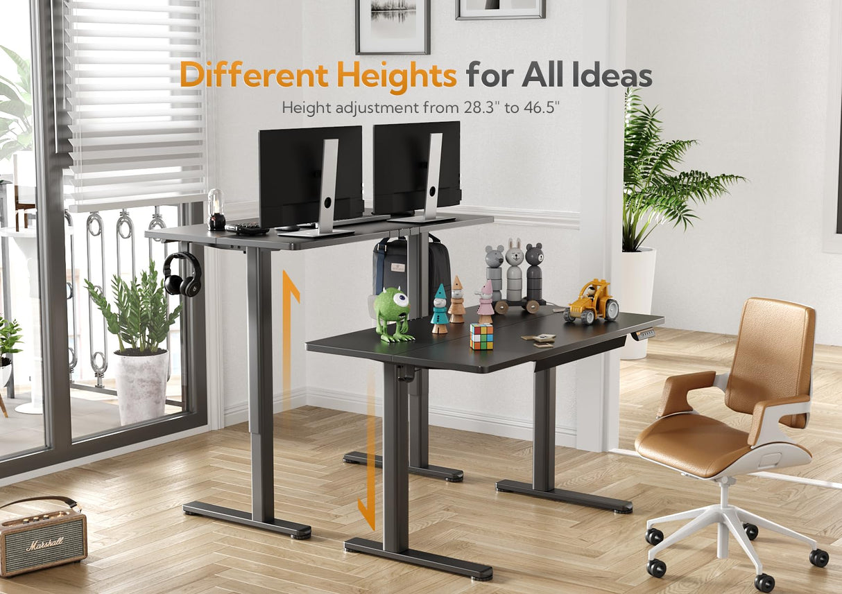 Claiks Standing Desk with Drawers, Stand Up Electric Standing Desk Adjustable Height, Sit Stand Desk Computer Workstation, 48 Inch, Black Claiks