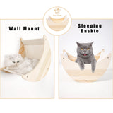 Cat Shelf for Wall Mount Hammock with Climbing Shelves and Perches Solid Wood Cat Steps for Climbing Sleeping Playing Lounging Perching Paw Clap