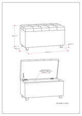 SIMPLIHOME Cosmopolitan Wide Transitional Rectangle Storage Ottoman Vegan Faux Leather, Assembled, for The Living, Entryway and Family Room, 34 inch, Distressed Saddle Brown SIMPLIHOME