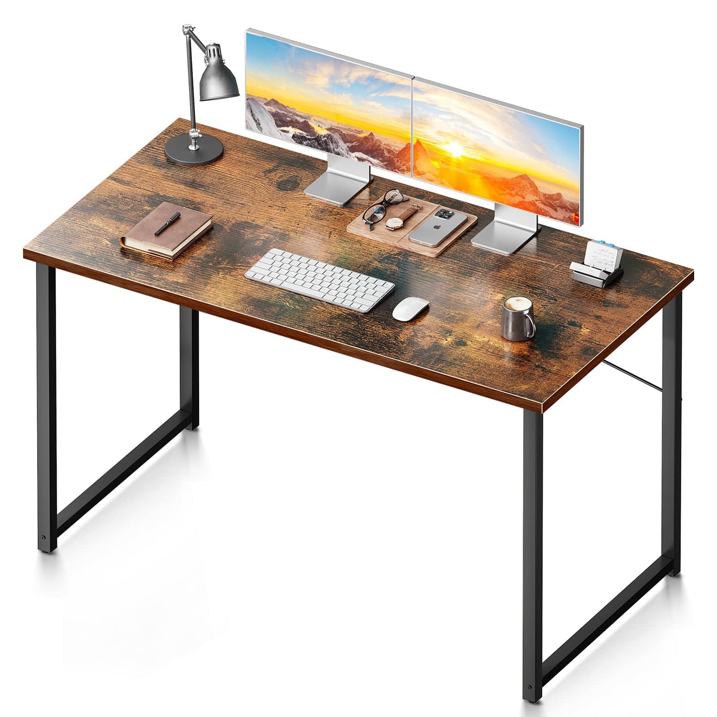 Coleshome 48 Inch Computer Desk, Modern Simple Style Desk for Home Office, Study Student Writing Desk, Vintage - WoodArtSupply