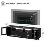 YITAHOME TV Stands for Living Room, Modern TV Stand for 65/70 inch TV, LED TV Entertainment Center with Storage & Power Outlets, TV Console Cabinet, Black YITAHOME