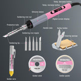 WORKPRO Soldering Iron Kit, 90W Soldering Gun with Digital Display, Iron Tips, 11-in-1 Adjustable Temperature Welding Kit for Electronic Repair, DIY Enthusiasts(110V US Plug,Pink) WORKPRO