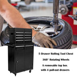 nifoti 5 Drawer Rolling Tool Chest,Tool Storage Cabinet & Tool Box Cart with Wheels, Big Tool Storage Removable Tool Box Combo,Tool Storage Box for Garage Warehouse Workshop,Tool Case nifoti