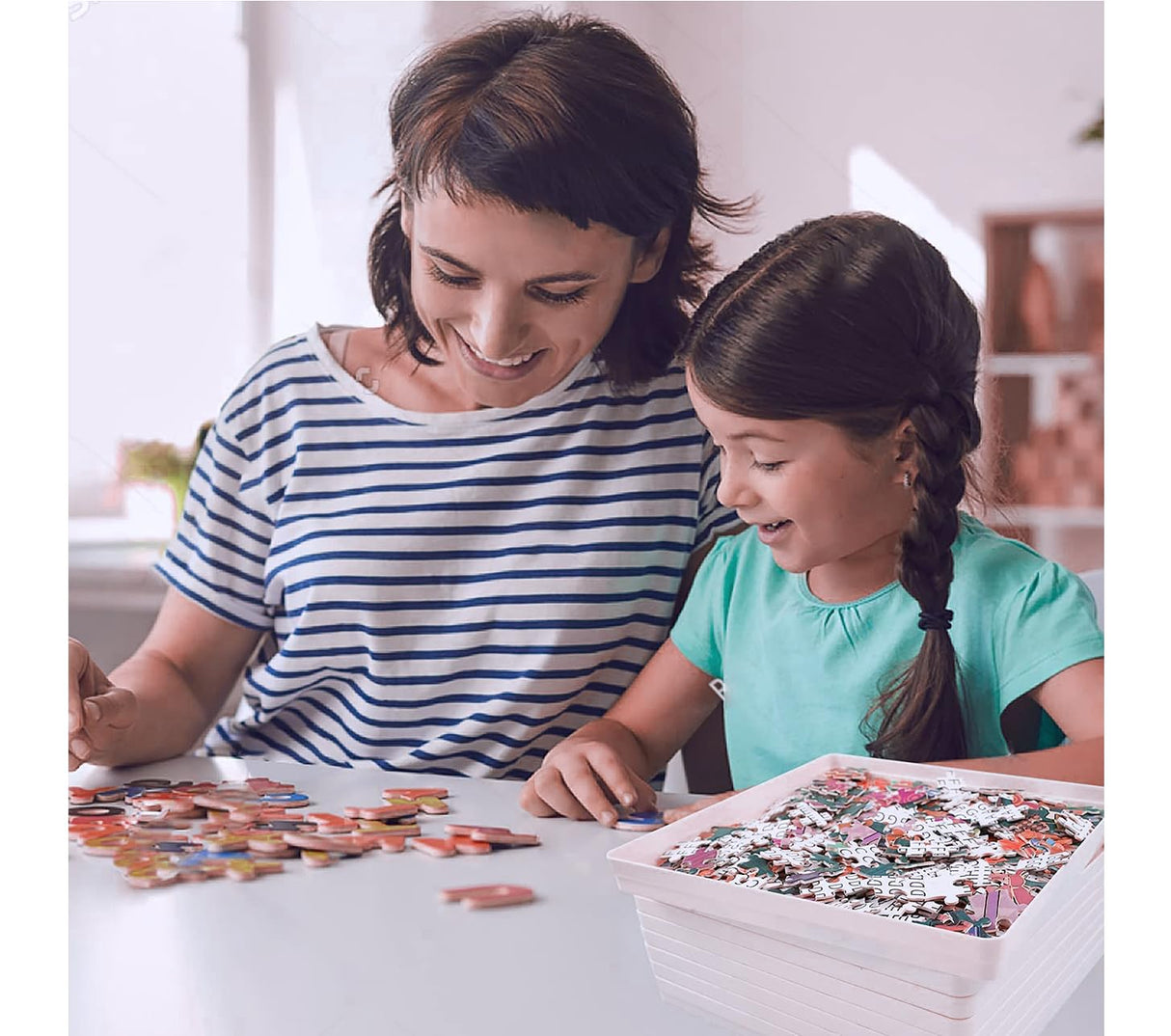 8 Sorting Trays with Lid 8x8 Premium Puzzle Trays for Lovers Up to 1000-1500 Pieces, Convenient Tool (White) RECHIATO