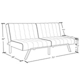 DHP Emily 71 Inch Futon Sofa Bed, Armless Upholstered Couch Sleeper with Tufted Back and Seat, Mid-Century Modern, Black Faux Leather DHP