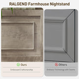 RALGEND Farmhouse End Table with 2 Drawers, Narrow Sofa Side Table with Storage and Open Shelf, Wooden Nightstand for Small Spaces, Bedroom, Living Room, Greige RALGEND