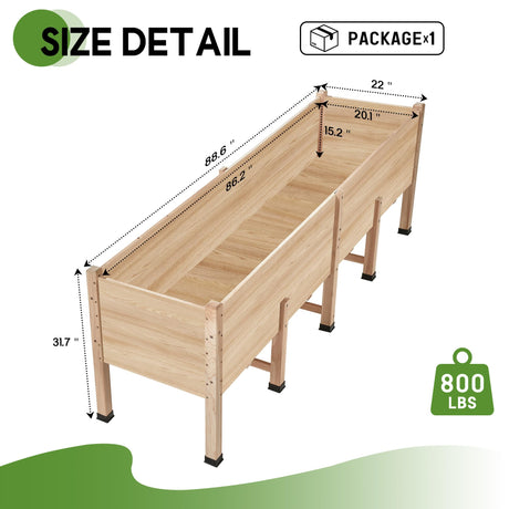 Amerlife 8x2 Ft Raised Garden Bed, 16 Inch Depth Featuring Legs, Drainage Holes, Ideal for Vegetables, Flowers, Herbs, Elevated Wood Planter Box for Balcony, Patio, Backyard, Easy Assembly Amerlife