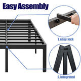 Hunlostten 12" High King Bed Frame No Box Spring Needed, Heavy Duty King Platform Bed Frame with Round Corners, Easy Assembly, Noise Free, Black Hunlostten