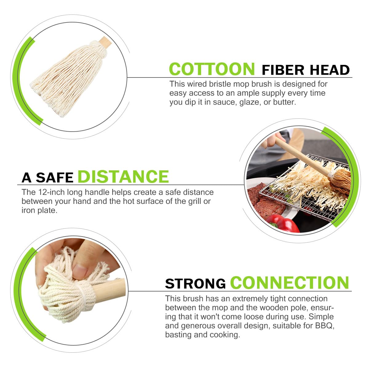 LZMS 10 Packs Backyard 12" Grill Brush - BBQ Grill Basting Brush Mop - Grill Brush for Outdoor Grill - BBQ Brush for Picnic Barbeque Grilling Smoking Steak - Lightweight, Easy Dipping, Food Grade LZMS