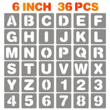 BAMIDELE 6 Inch Letter and Number Stencils, 36 Pcs Reusable Plastic Alphabet Spray Paint Stencils for Painting on Wood, Wall, Fabric, Rock, Chalkboard, Door Porch, Signage, DIY Craft Decoration BAMIDELE