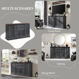 Farmhouse Sideboard Buffet Cabinet with Storage, 58'' Large Coffee Bar Stroage Cabinet with 2 Drawers and 4 Doors, Wood Rustic Accent Cabinet for Dinning Room, Hallway, and Living Room, Dark Grey IFGET