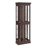 YiaFurio Lighted Display Cabinet Corner,Glass Curio Cabinet with Lights & Adjustable Shelves for Kitchen,Living Room,Office(Free Standing,Light Bulb Include) YiaFurio