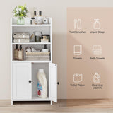 Homhedy Small Bathroom Storage Cabinet, Freestanding Toilet Paper Storage with 2 Doors and Shelves, Bathroom Organizers and Storage for Small Spaces, Laundry Room, 7.9" D x 14.6" W x 31" H, White Homhedy