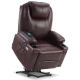 MCombo Large Lay Flat Dual Motor Power Lift Recliner Chair Sofa with Massage and Heat, USB Ports, Extended Footrest, for Elderly People, Infinite Position, Faux Leather 7815 (Dark Brown) MCombo