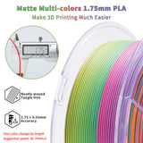 ZIRO 3D Printer Filament PLA, Fast Color Changing Filament(Matte), Color Change by Length PLA, Fit Most FDM 3D Printers, Matte Finish 1KG/ 2.2lbs Spool, Rainbow Blaze ZIRO