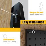 Spampur Peg Board, 4 Pack Metal Pegboard Panels Black Pegboards Wall Organizer, Tools Pegboard Storage System for Workbench, Garage Tool Storage, Office Organization, Wall Home, Craft Room Spampur